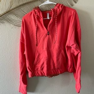 Athleta Red 1/4 Zip with Hood